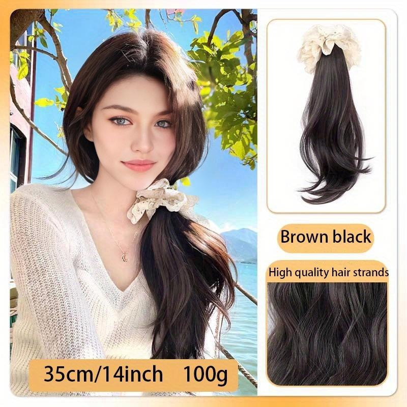 Захватывающий зажим, слегка завитый сбоку парик с конским хвостом, коса с низкой завязкой, парик с конским хвостом, натуральный и простой в обращении.