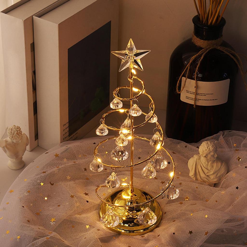 Christmas Tree Lamp, Crystal Spiral Lamp with Star Topper, Light