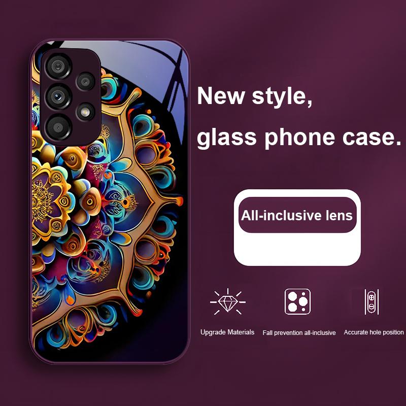 Абстрактный цветок зеленый Для Samsung Galaxy S23 U Ltra 24 Plus S20 21 FE S25 Ultra A70 A72 73 51 52 53 Закаленное стекло Чехол для телефона