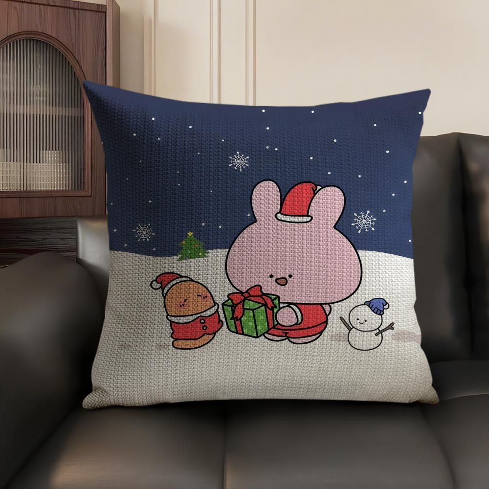 Asamimichaan Asleep Asamimi Cushion Cover Natural Linen Organic Fabric DoubleSided Printing Sofa Home Decor Gift Pillow Case