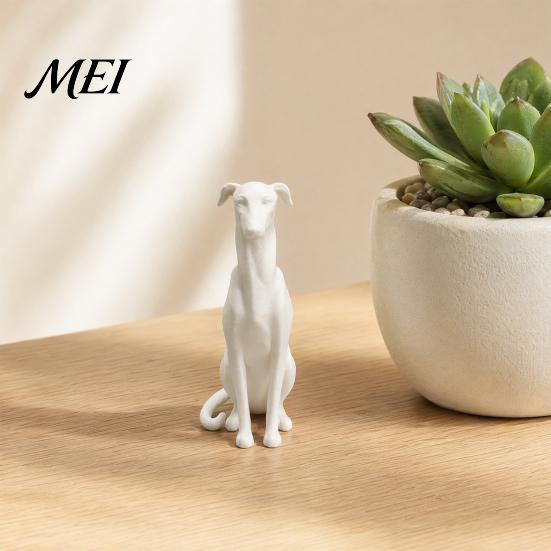 Greyhound Figurine 3D Printed Huibiti Dog Figurine, Simulated Sitting Shape Model, Delicate Hair Durable Figure Texture, One-Piece Molding,