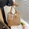 Large Capacity Hollow Hand-woven Bag Women's Summer New Vacation Beach Shoulder Bag Leisure Bucket Straw Bag