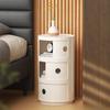 Round Bedside Table Nordic Plastic Bedside Cabinet for Bedroom Small Side End Table Nightstand Storage Locker