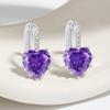 Korean Version of Premium Colored Diamond Love Ear Clips and Ear Buckles, New Twelve Constellations AAA Heart Earrings