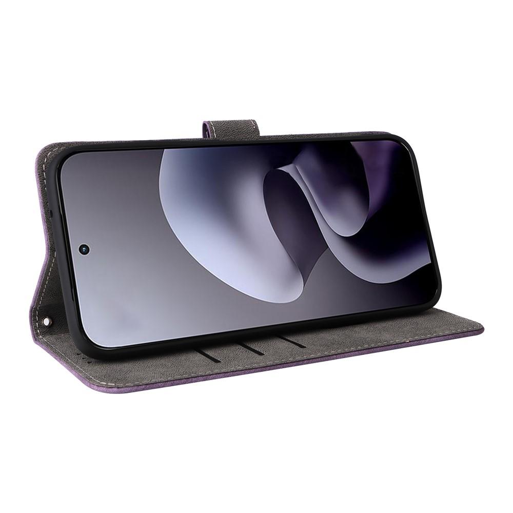 Wallet Case for Moto G67 5G - Leather/PU, Purple, With Lanyard