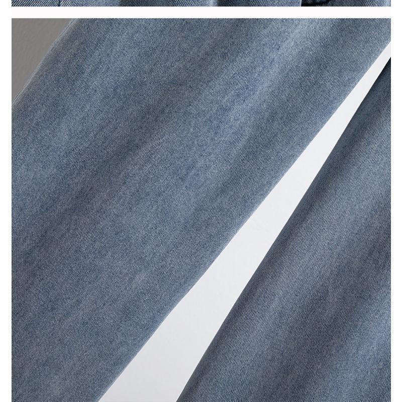 Весна Осень Новые джинсы с эластичной талией женские большие размеры модные шаровары с двойным карманом универсальные свободные брюки длиной до щиколотки