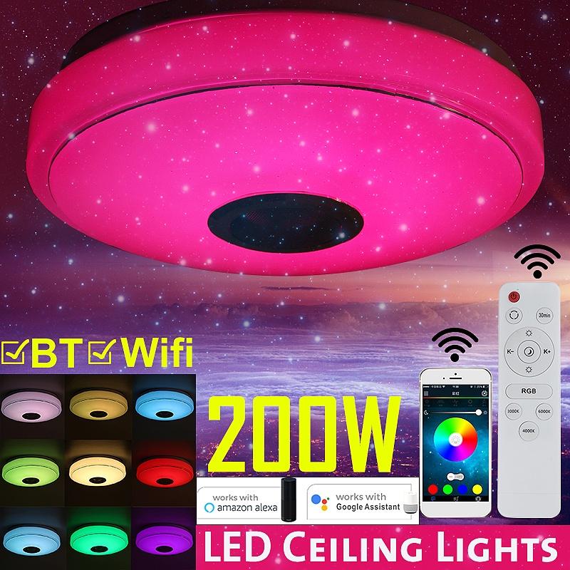 200 Вт Wi-Fi, современные светодиодные потолочные светильники RGB, домашнее освещение, приложение Bluetooth, музыкальный светильник, лампа для спальни, умная потолочная лампа + пульт дистанционного управления