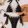 New Triangle Cup Shell Split Swimsuit Bikini Strap Sexy Swimsuit