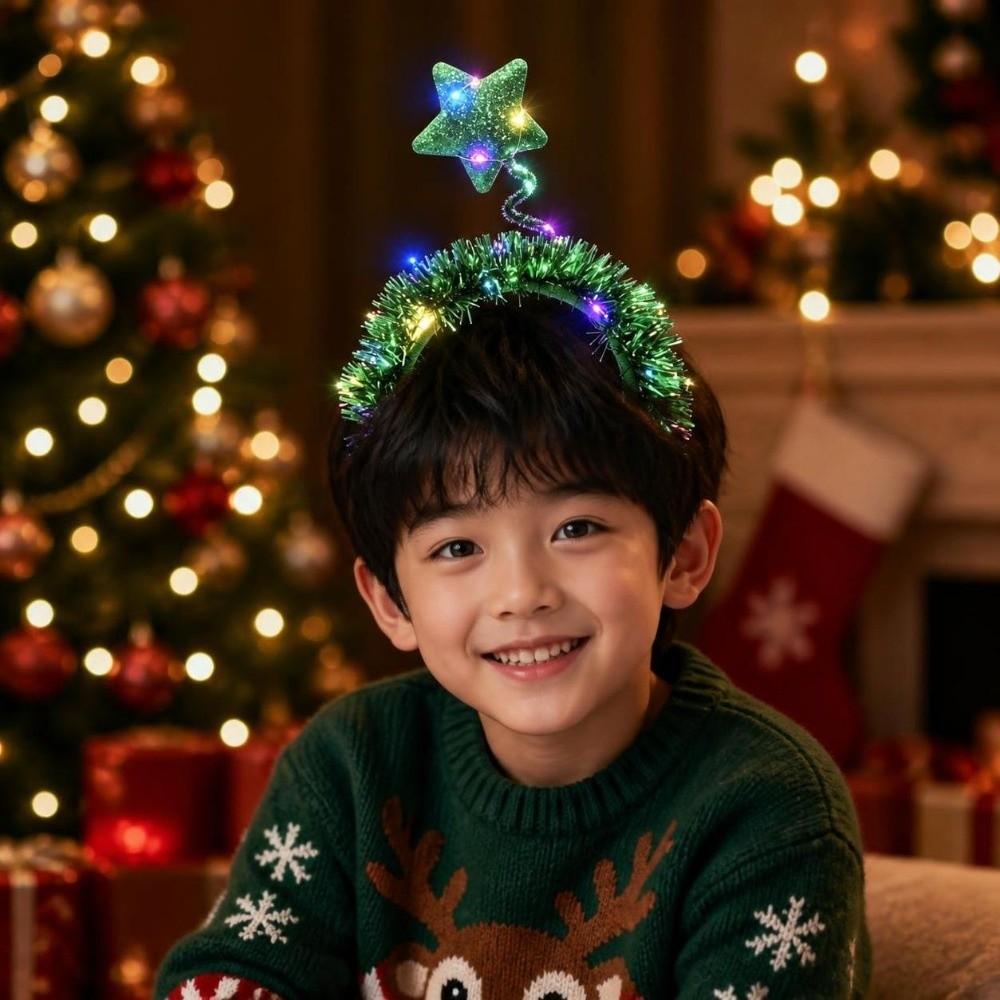Plastic Christmas Hair Hoop Funny Glitter Ornament Headband Xmas Party Headband Family Gathering