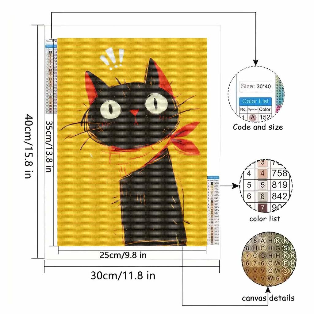 Diamond painting kit black cat full diamond round mosaic handmade home decoration gift