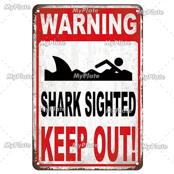 [MaPalte] Винтажный Предупреждающий Металлический Знак Акулы Жестяной Знак Украшение Табличка Домашний Настенный Декор Знак для Бара Домашний Декор Постер Дропшиппинг