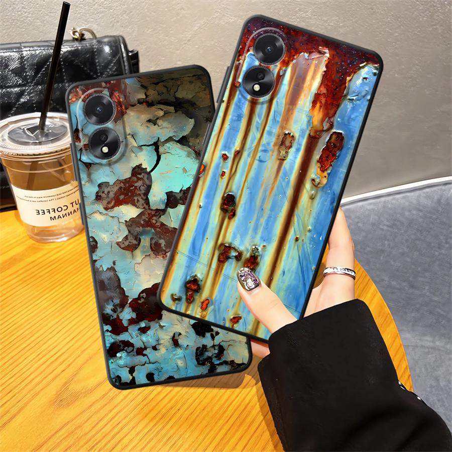 Чехол со следами ржавчины для Oppo A17 A32 A73 A53 A9 A38 A18 A31 A72 A52 A12 A36 A54 A15 A32 A16 A33 A71 A11 A37
