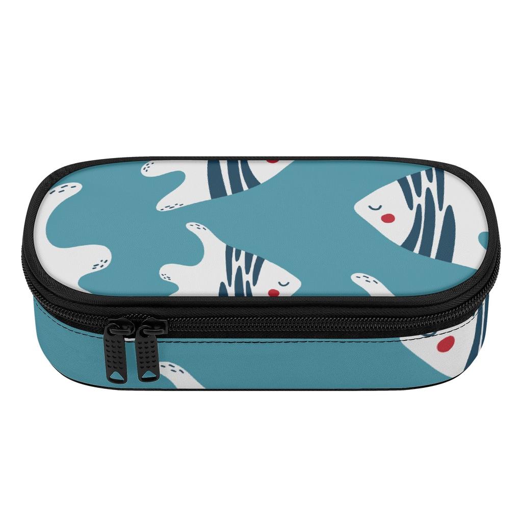 Pencil Case Casual 300D Polyester Zip Around Closure with Mesh Pocket Removable Divider and Pen Slots for College and School Use