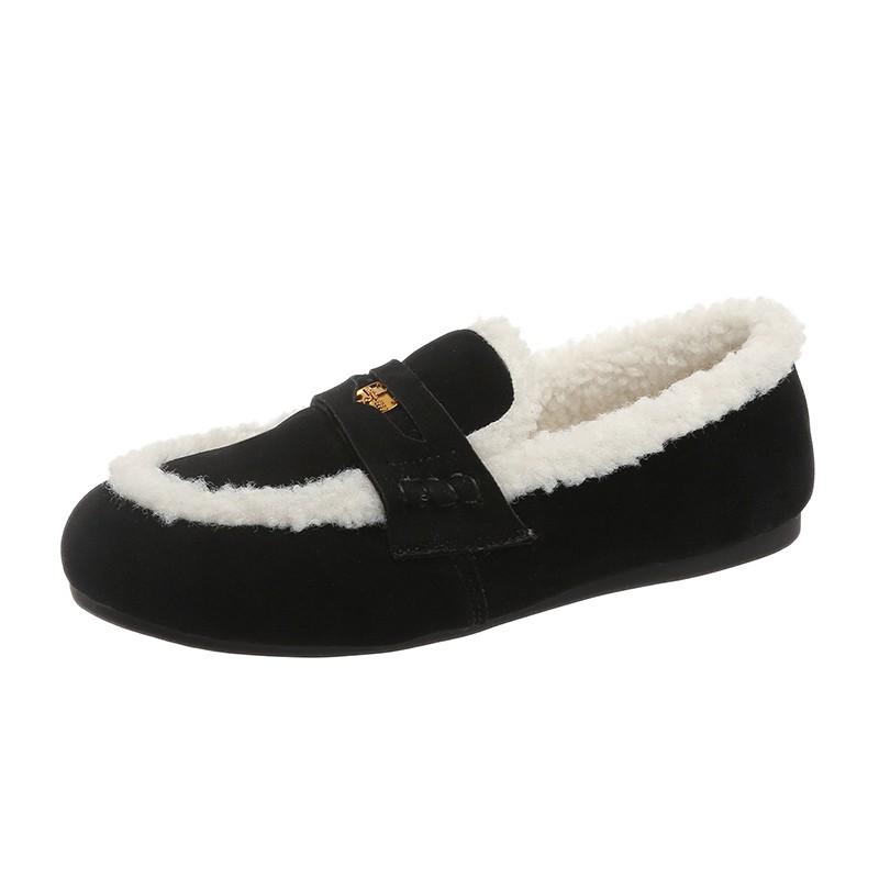 Дизайнерские винтажные женские теплые меховые туфли на плоской подошве, модные неглубокие пряжки на ремне, весна-осень, женские удобные туфли-лоферы