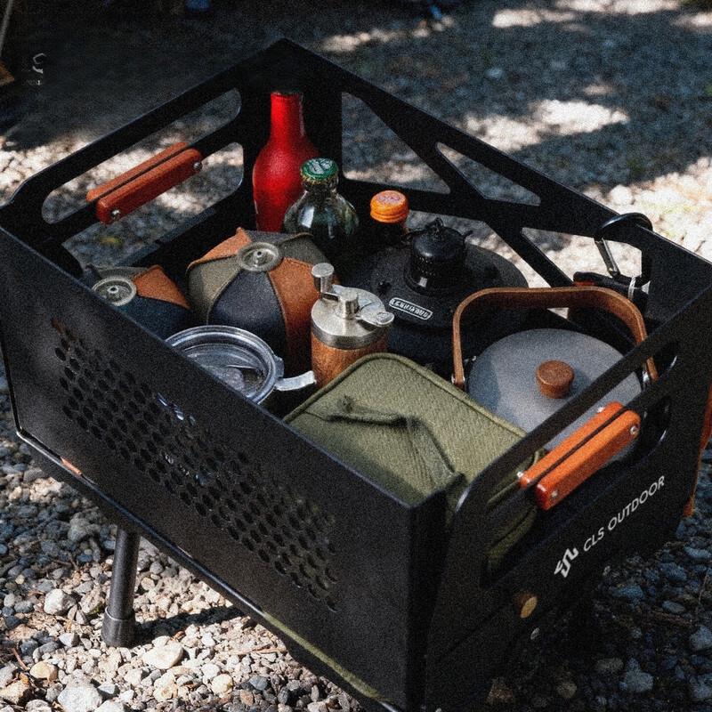 ZISIZ Portable Camping Storage Box with Folding Table