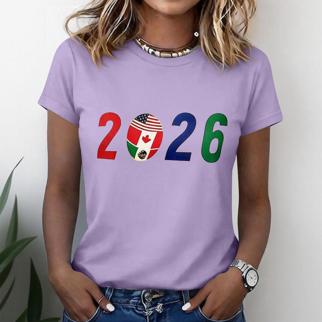 Women's Casual Short Sleeve T-Shirt Crew Neck 2026 Soccer Graphic Print Lightweight Soft Fabric Comfortable Fit