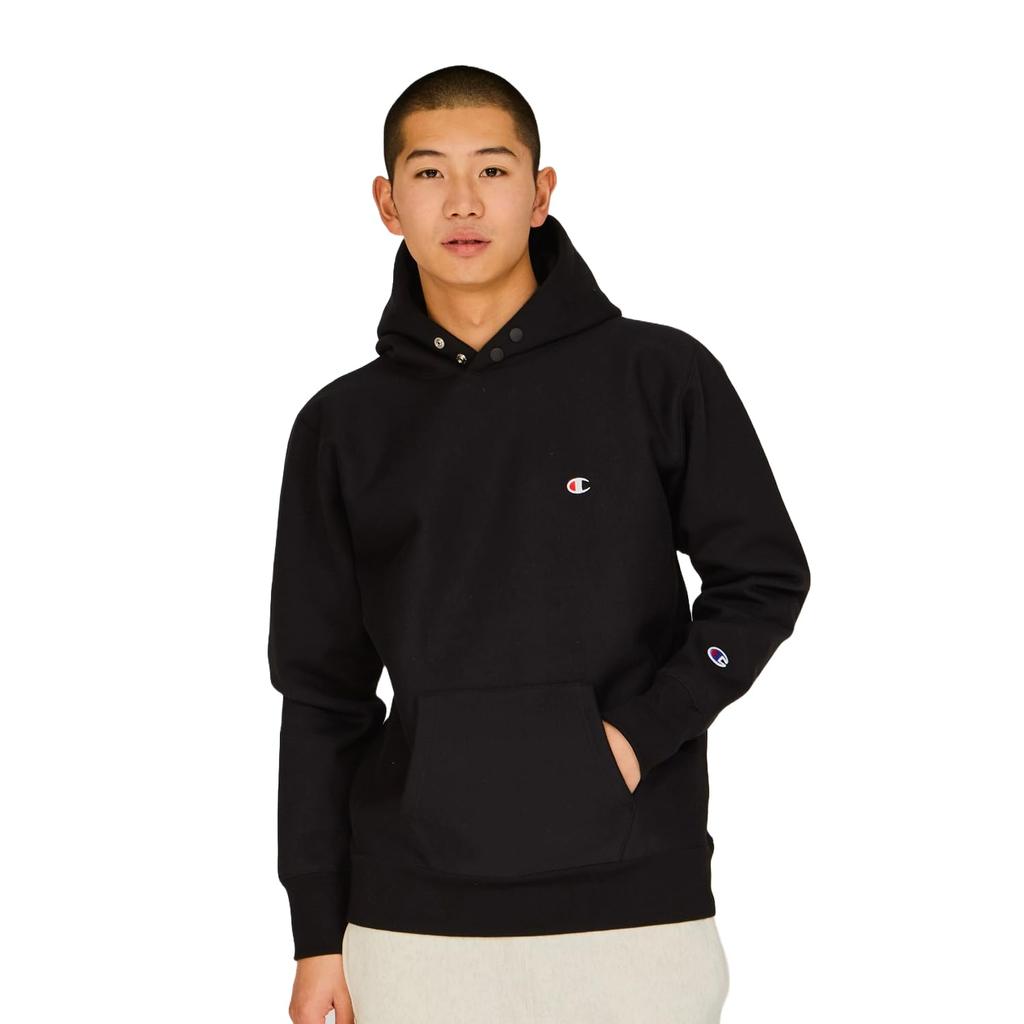 Reverse Weave Hooded Sweatshirt Windproof Water Repellent Heat Retention Moisturizing One Point Logo REVERSE WEAVE Black M [Champion] (R) C3-U123