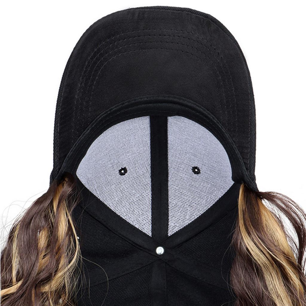 Baseball Cap One-piece Medium Length Water Wave Wig 17 Inch Curly Wave Hair Piece For Women Girls