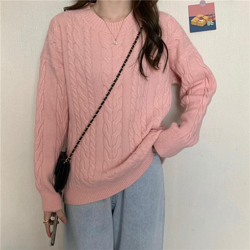 YYFS Женская мода повседневная осень-зима однотонный принт длинный рукав O-образный вырез свитера