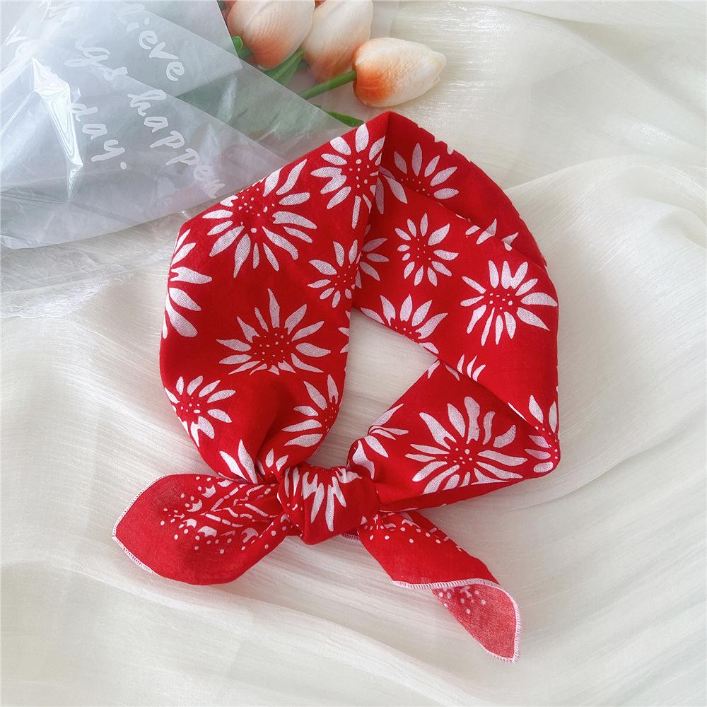 Cotton And Linen Small Square Scarf Silk Scarf Women'S Spring And Autumn New Style Artistic And Versatile Fashionable Temperament Headband Scarf