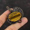 Подвеска из тигрового глаза в медной оправе, обмотанная проволокой, подвеска из натурального драгоценного камня, ювелирное изделие ручной работы, элегантная подвеска, подарок для него, красивые ювелирные изделия из медной проволоки