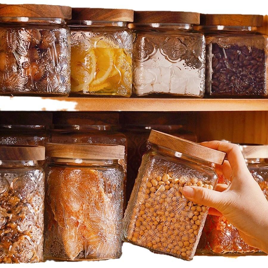 Стеклянная герметичная банка для хранения закусок, сухофруктов, чая, сахара и зерновых