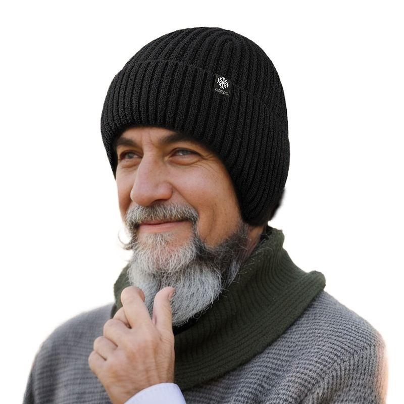 Fleece Winter Hat Knitted Soft Men's Beanie Warm Cap Outdoor Winter Ski Hat