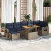 VidaXL Garden Lounge Set 8pcs with Brown Cushions Wicker Acacia, Outdoor Sofa Set, Garden Furniture, 3328041