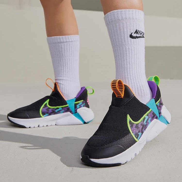 Nike Flex Plus 2 Next Nature SE PS Black Nebula Blue Детские кроссовки Dream-Purple Fluorescent-Yellow FB2355-001
