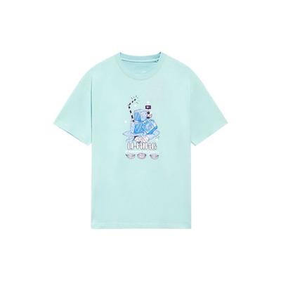 Футболка унисекс с коротким рукавом и круглым вырезом Li Ning Sports Lifestyle Series Element Print, цвет яичной скорлупы-голубой AHSS327-8