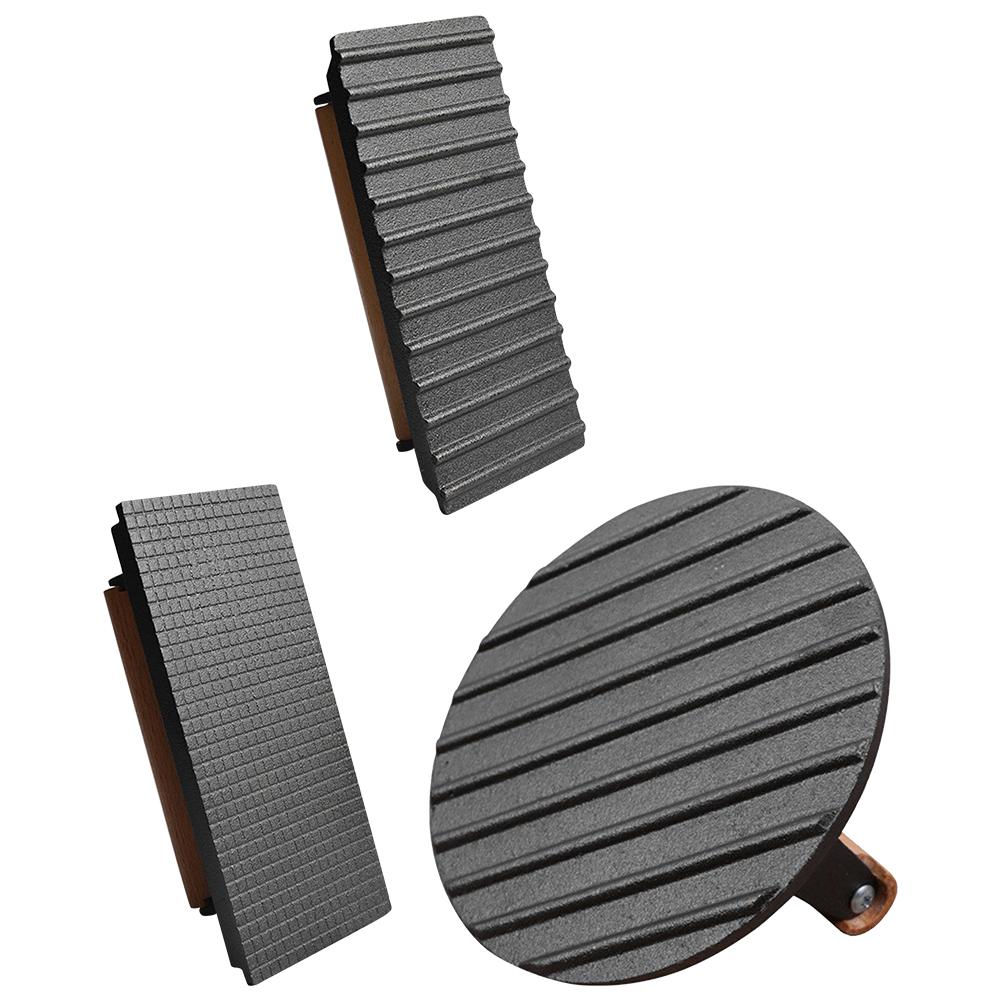 Чугунный круглый пресс для стейков и бургеров с деревянной ручкой, тяжелый плоский пресс для стейков и бекона, пресс для гамбургеров и говядины