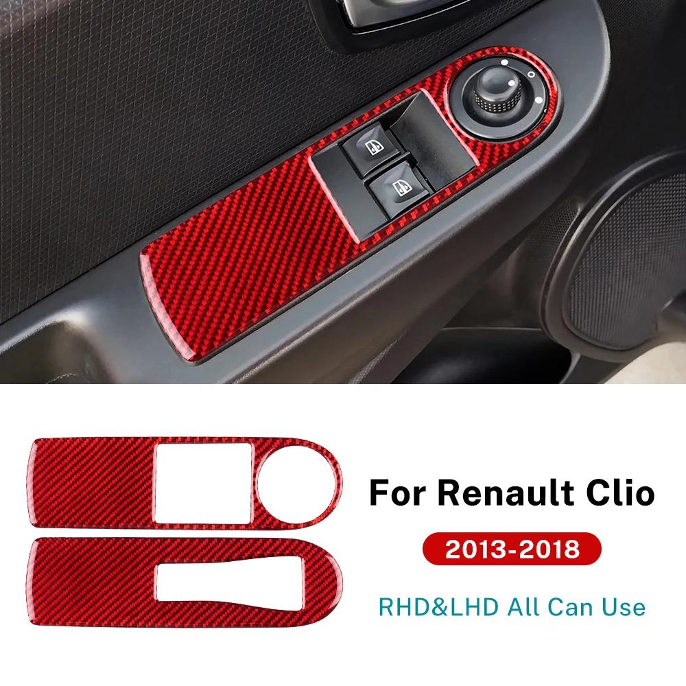 Real Soft Carbon Fiber Sticker LHD RHD For Renault Clio 3 2013 2014 2015 2016 2017 2018 Car Front Window Lift Frame Interior