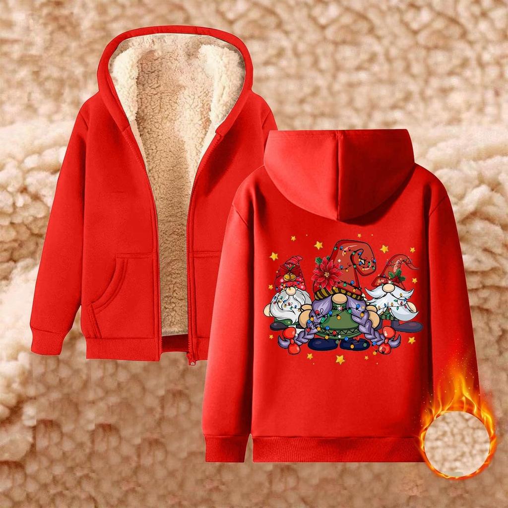 Женская плюшевая и толстая теплая свободная куртка-кардиган с капюшоном и принтом