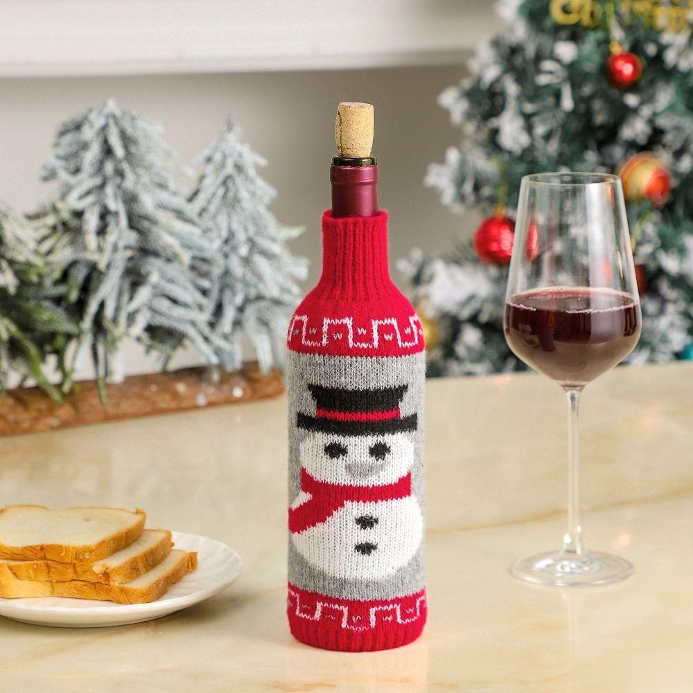 Cute Wine Bottle Gift Bag Handmade Christmas Day Dust Cover Knit Wine Bottle Cover  Restaurant