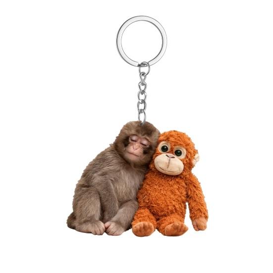 Брелок-подвеска «Хлопни обезьяну» Двусторонний акриловый брелок с обезьяной, держащей игрушку, Аксессуары для брелка, рюкзака, сумки
