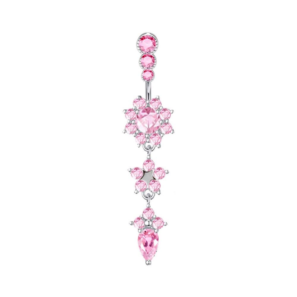 Copper Zircon Belly Button Ring Long Dangled Body Jewelry Sexy Stainless Steel Navel Piercing  Men