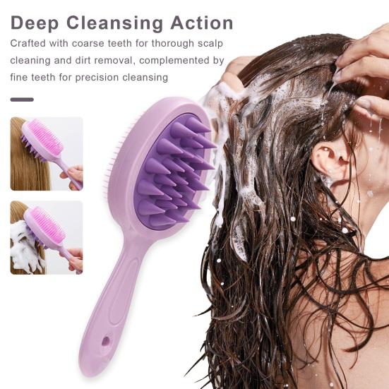 Двусторонняя зубчатая щетка для шампуня с длинной ручкой для массажа кожи головы, портативная расческа для распутывания влажных и сухих волос, инструмент для чистки волос, скребок для тела