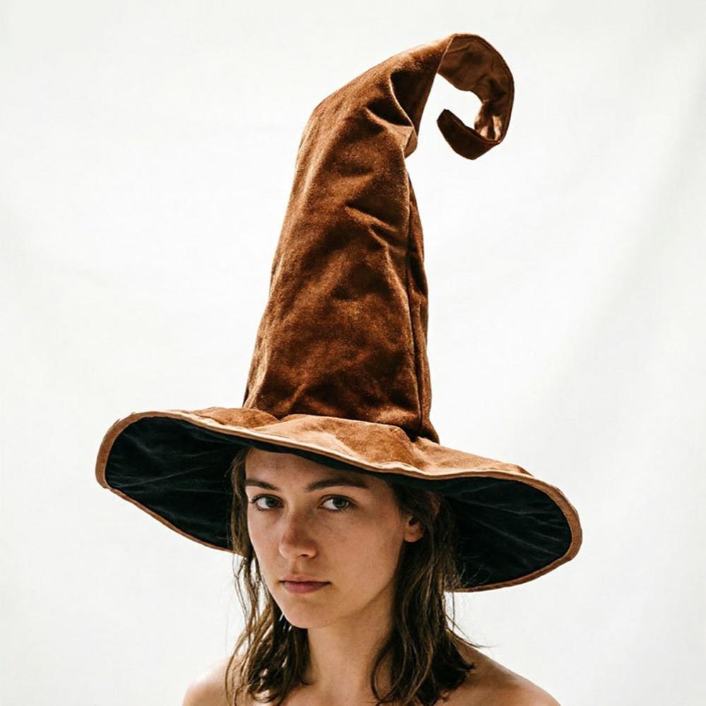 Velvet Halloween Witch Hat Large Witch Costume Hat Comfortable Plush Wizard Hat Role-Playing