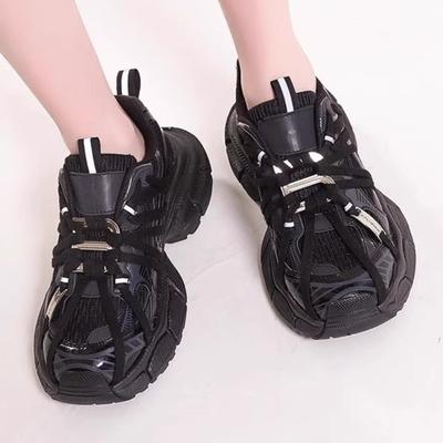 Женские кожаные кроссовки-папы, новые, на толстой подошве, увеличивающие рост, летние, сетчатые, дышащие, модные кроссовки на ремешках