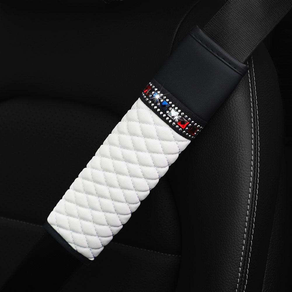 Кожаный дышащий автомобильный ремень безопасности со стразами, защитный плечевой коврик