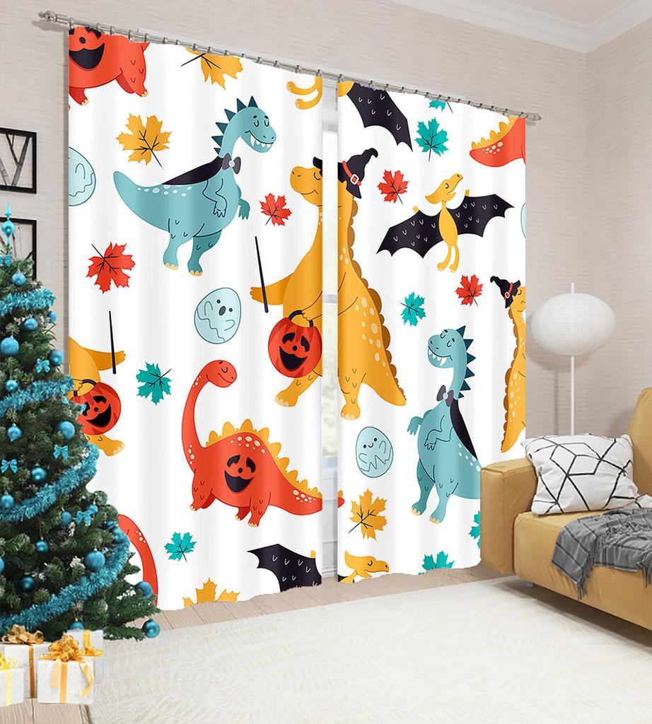 2-панельные шторы с изображением динозавра для детей, мальчиков, девочек, спальни, детской, гостиной, жалюзи от пола до потолка, cortina