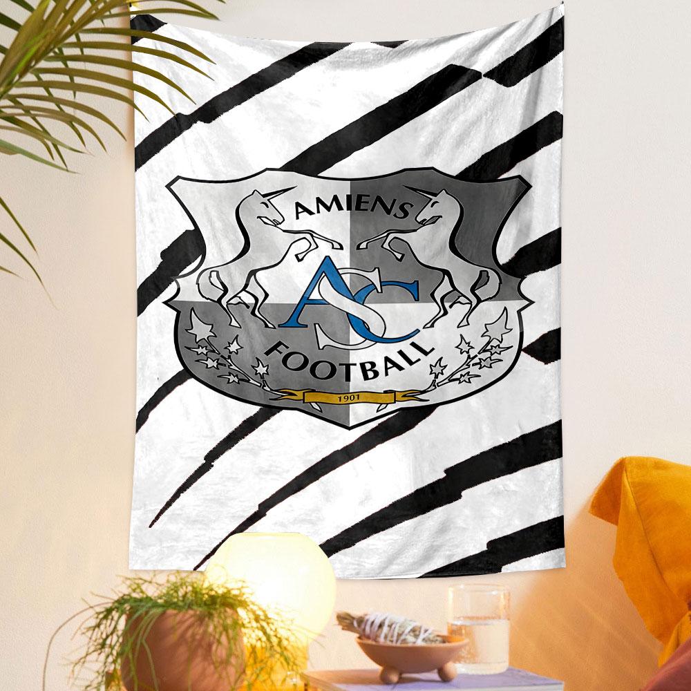 "Amiens Football Unicorn Emblem" Patterned Tapestry Decorative Wall Hanging, Home Bedroom Living Room Decor