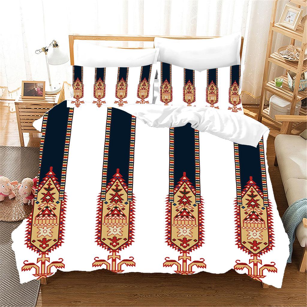 Ethiopian Eritrean Black Boho Paisley Polyester 3pcs Bedding Sets Single Double Bed Duvet Cover Set And 2pcs Pillow Cover