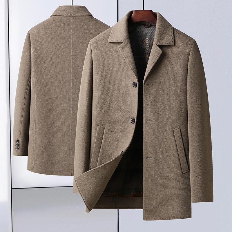 Autumn and Winter Double-sided Woolen Coat Men's Medium and Long Suit Collar Down Removal Liner Thickened Woolen Coat Jacket