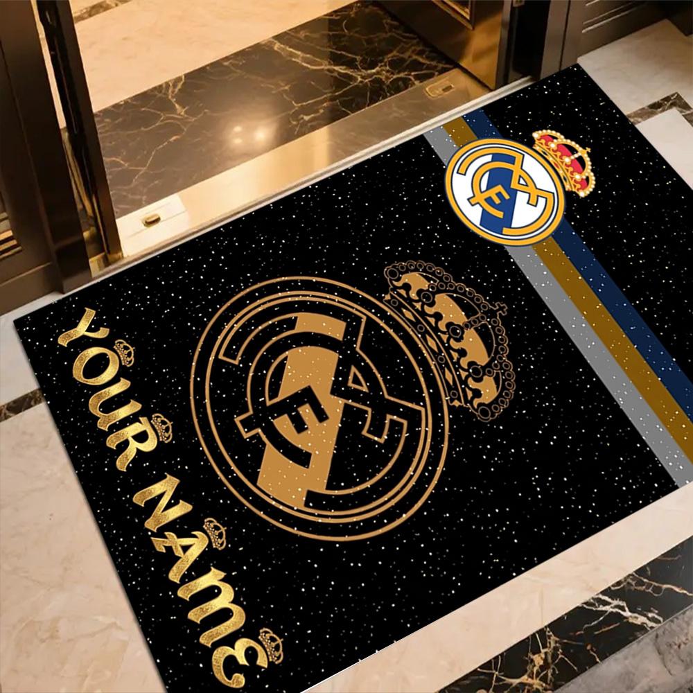 Real Madrid Club Customized Name Floor Mat Design for Playrooms Kitchen Study room Foyer Anti-slip Rug Anime Office Decor