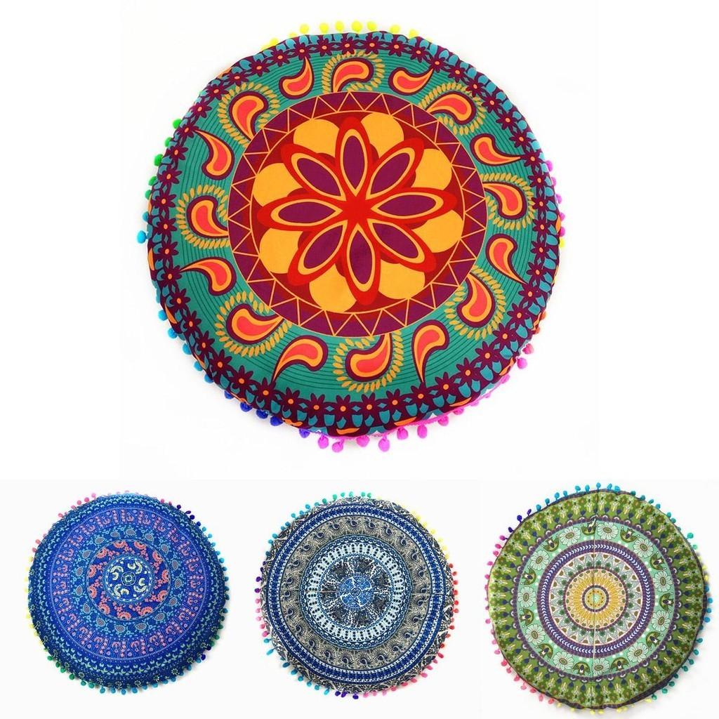 Роскошная круглая наволочка с мандалой для стильного богемного домашнего декора