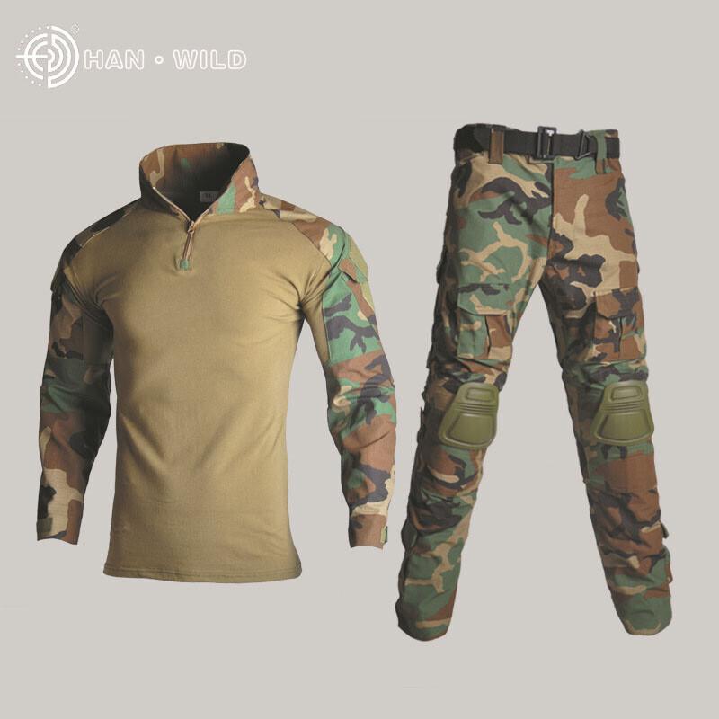 Tactical Gear Camouflage Tactical Military Uniform Clothing Sets Paintball US Army Combat Shirt + Cargo Pants with Elbow & Knee Pads