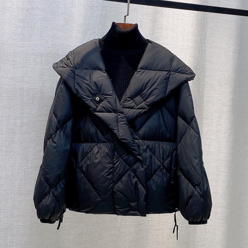 Зимняя Мода Пуховая Короткая Куртка Женская Толстая Теплая Куртка-Пуховик с Капюшоном Верхняя Одежда