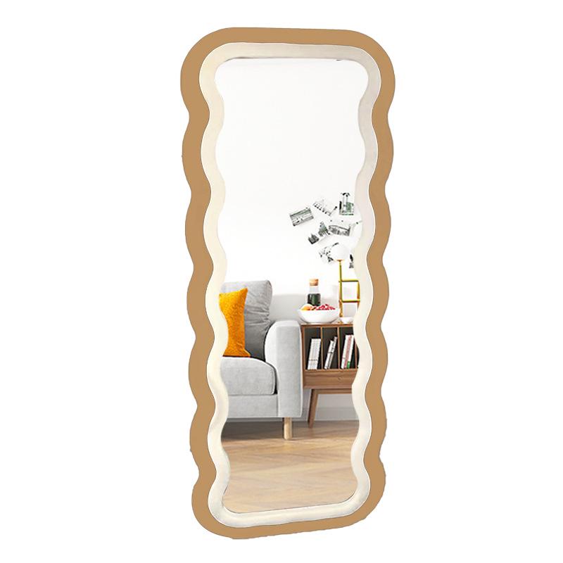 Зеркало в пол в стиле легкой роскоши: Печеньевидный с отделкой из голландского бархата и двухсторонней рамой с цветовой блокировкой