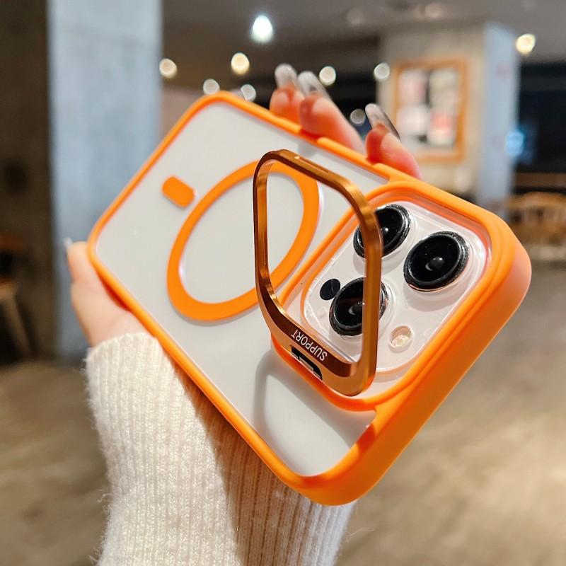 Для Magsafe Stand Glass Lens Protector Case для iPhone 16 15 14 13 11 12 Pro Max 16 Plus Роскошная магнитная противоударная задняя крышка